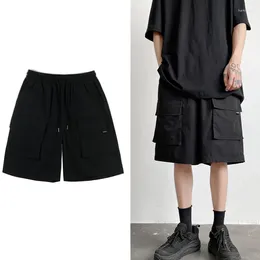 Men's Shorts Black Mens Cargo With Pockets Streetwear Hip Hop Male Casual Pants