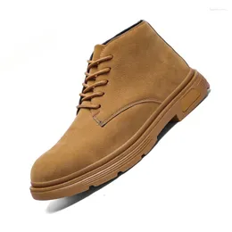 Boots British Style Winter Men's Ankle Work Safety High Quality Platform Motorcycle Plus Size 39-47