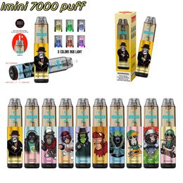 Imini 7000 Puffs Disposable Electronic Cigarette Slim Vape Pen Starter Kits Tornado 7K Mango Watermelon Flavor 15ml 0% 2% 3% 5% 850mAh Battery with Free OEM Price