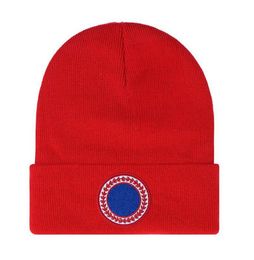 Autumn and Winter Canada Knitted hat Luxury beanie cap men and women Unisex Embroidered logo goose wool blended hats high quality outdoor warm brimless D-11