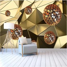 Wallpapers Modern Abstract Golden Silver Geometry Mural Wallpaper For Living Room Bedroom Office Walls 3D Wall Papers Home Decor