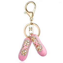 Keychains Crystal Bejeweled Ballet Slipper Key Chain Accessory Charm Holder For Women Keyrings Keyfobs Purse Creative Gifts