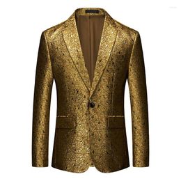 Men's Suits Spring Fall Men Fashion Designer Dobby Floral Golden One Button Blazer Coat Autumn Man Casual 5xl 6xl Host Jacquard Blazers