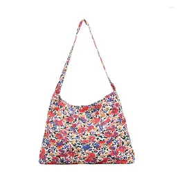 Evening Bags Women's Trendy Shoulder Bag Korean Style Canvas Large Capacity Handbag Drawstring Shopping Floral Crossbody