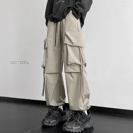 Men's Pants Y2k Hip-hop Cargo Multi-pockets Wide Leg For Men Korean Streetwear Ribbons Joggers Pant Harajuku Clothing 5XL