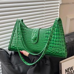 Evening Bags Women's Crocodile Pattern Armpit 2023 Trend PU Leather Chic Shoulder Green Gold Handbags Clutch