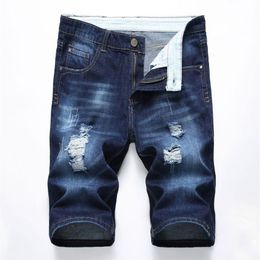 Causal Men Distressed Ripped Denim Shorts Jeans Straight Slim Fit Summer Denim Hip Hop Streetwear307E