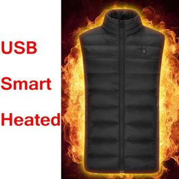 Winter Outdoor Jacke Men Electric Heated Vest USB Heating Vest Winter Thermal Cloth Feather Camping Hiking Warm Hunting Jacke330j