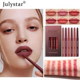 Lip Pencils 6pcs Lipstick Pencil SET Waterproof Non-smudging Lipstick Pencil Matte Lip Gloss Rotating Lip Liner Set Women Beauty Makeup 231031