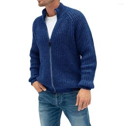 Men's Sweaters Autumn Oversize Knitted Sweater Men 2023 Vintage Baggy Long Sleeve Zipper Man Half High Collar Korean