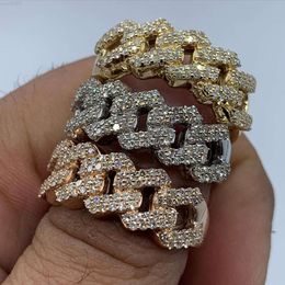 2023 Luxury Hiphop Real 14k Solid Gold Iced Out Moissanite Diamond Men Cuban Ring