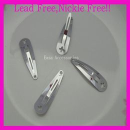 100PCS 4 0cm silver finish plain Round Head Metal Snap Clip with cross hole at lead and nickle quality254K