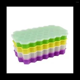 Baking Moulds Tray 4 Pack Silicone Ice Trays With Lids Stackable Flexible Molds For Freezer Easy DIY