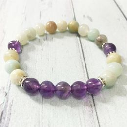 MG0375 New Design Natural Stone Bracelet for Women High Quality Amazonite Amethyst Bracelet Negative Energy Jewelry269y