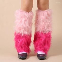 Women Socks Xingqing Fur Y2k Aesthetic Contrast Colour Knee High 2000s Boot Cuffs Cover For Clothes Accessories