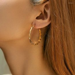 Hoop Earrings Simple Big Circle Fashion Irregular Design 18k Gold Plated Vintage Ear Rings For Women Waterproof Jewelry Party