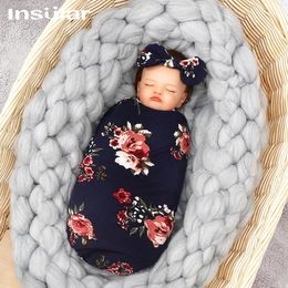 Blankets Swaddling Insulated 3piece born printed scarf female hat headband baby towel set 231013