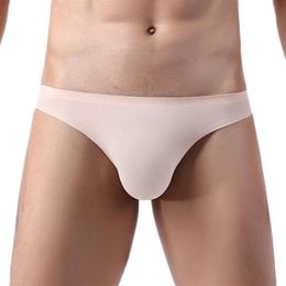 Underpants Solid Ice Silk Men Underwear Cool Summer Big Penis Pouch Mens Nylon Briefs Gay Male Sexy Panties Seamless Lingerie276V