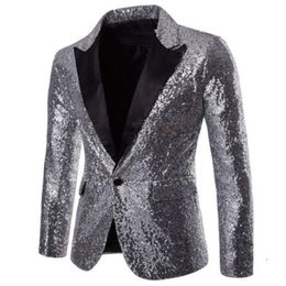Gorgeous Rose Gold Men Show Coat Men's Shiny Sequins Suit Jacket Blazer One Button Tuxedo for Party Wedding Banquet Prom 2203238I