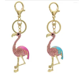 Keychains Crystal Bejewelled Flamingo Bird Key Chain Bag Charms Holder For Girls/Women Keyrings Keyfobs Creative Gifts