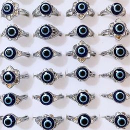 Bulk lots 50pcs Evil Devil's Eye Ring Hip hop Gothic Vintage Silver Alloy Rings Male Female Fashionable Party Jewelry242S