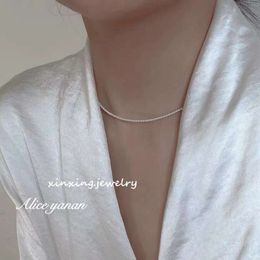 Pendant Necklaces New Recommended Shijia Qiangguang Mini Baby Small Pearl Necklace Women's Silver Collar Chain Qingdao Jewellery