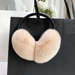 Berets Natural Rex Fur Earmuffs Y2k Ear Muffs For Women Winter Apparel Accessories Headphones Cute Kids