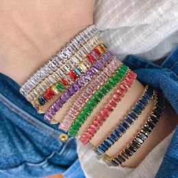 Bangle Exquisite Luxury Baguette Cubic Zirconia Bracelet Fashion Rectangle Tennis Chain Fine Jewelry Findings Supplies
