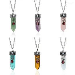 Pendant Necklaces 1PCS Natural Mineral Amethyst Rose Quartz Pointed Sword Necklace Healing Crystal Amulet Energy Stone Women Men Jewellery