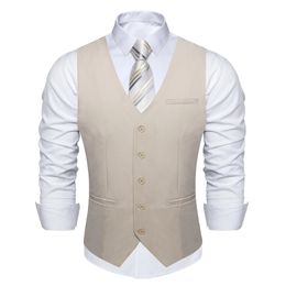 Men's Vests Khaki Solid Rayon Polyester Men Suit Vest Wedding Party Formal Black Blue Red Blazer Waistcoat 231013