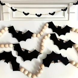 Bat Garland Banner Happy Halloween Eve Party Fall Festival Fireplace Mantle Spooky Wall Boho Farmhouse Home Decoration Backdrop