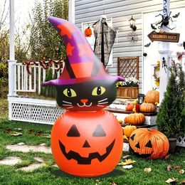 Set, 43in Halloween Inflatable Decoration, Pumpkin And Cat Combo, Inflatable Pumpkin Cat Decoration Ball + Built-in LED Light, Lawn Yard Decoration, Festivals Decor
