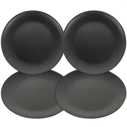 Dinnerware Sets 4 Pcs Black Melamine Plate Flatware Bottom Jewellery Dish For Picnic Round Outdoor Dinning Dinner