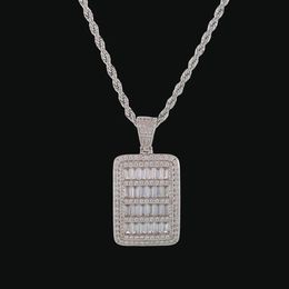 New Bling Cage Dog Tag Necklace & Pendant Men's Hip Hop Jewelry Steel Rope Chain Gold Color Full Cubic Zircon For Gift210E