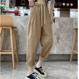 Black Baggy High Waist Drawstring Sweat Pants Fashion Pocket Straight Wide Leg Pants Street Casual Baggy Mopping Trouser