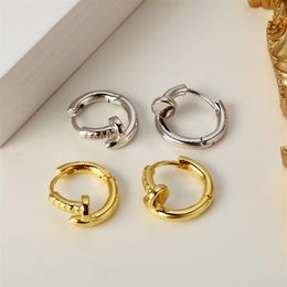 Hoop Huggie 2pcs Real 925 Sterling Silver Nail Shape Small Earrings Cute s Hypoallergenic Jewellery for Women 221111234v