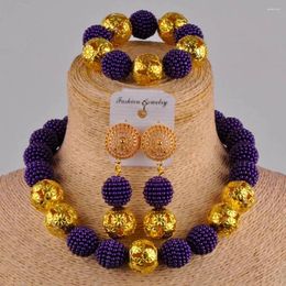 Necklace Earrings Set Majalia Purple African Jewelry Plastic Nigeria Wedding Woman HQ-06