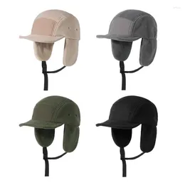 Ball Caps 2023 Winter Men Women Corduroy Fleece 5 Panel Baseball With Ears Protection Snapback Ushanka Bomber Velvet Hats