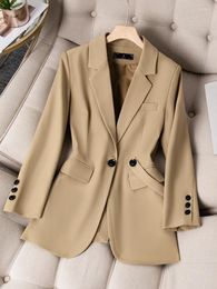 Women's Suits Fashion Women Loose Blazer Coat Apricot Black Khaki Female Long Sleeve Single Breasted Laides Jacket For Autumn Winter