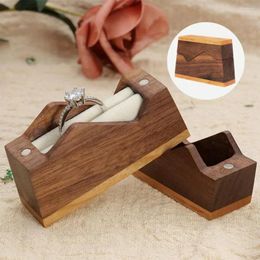 Jewelry Pouches Ring Box Mountain Shape Single Slot Easy To Carry Multipurpose Portable Wood Proposals Engagement Case Wedding Accessories