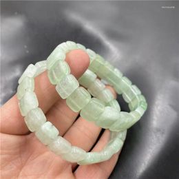 Strand Light Pea Green White Background Bashan Jade Women's Bracelet