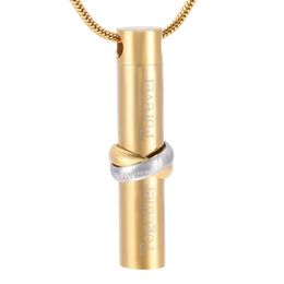 HLN9944 2 Rings Together Hold Cylinder Urn Hold Ashes Keepsake Urn Memorial Jewellery Cremation Urn Pendant Necklace For Pet Human A2306