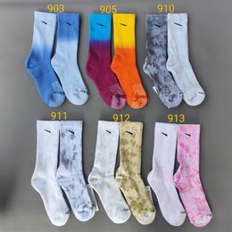 Tech fleece tie-dye mens socks designer Colourful fashion stockings all-match womens breathable cotton football basketball sports s258c