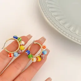 Hoop Earrings 2023 Fashion Candy Coloured Beaded For Women Sweet Girl Jewellery