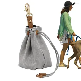 Dog Carrier Treat Bag Portable Canvas Training Pouch Drawstring Design Snack With Metal Hook Waterproof For