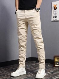 Men's Pants Casual Khaki Straight Men Clothing Korean Style Cotton Slim Fit Long Trousers