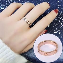 zircon couple ring women 5mm stainless steel polished rose gold fashion Jewellery Valentines day gift for girlfriend Accessories who182j