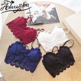 Camisoles & Tanks Amuzbe Bras Adjusted-Straps Bralette Lace Soutien Gorge For Women Wire Cotton Ultra-Thin Breathable Sexy Wi243j