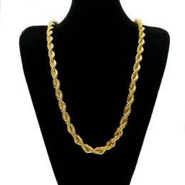 10mm Thick 76cm Long Rope ed Chain 24K Gold Plated Hip hop Heavy Necklace For mens291d