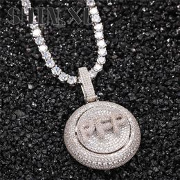 Personalised Custom Initial Letter Rotated Pendant Necklace Iced Out Full Cubic Zirconia Custom Spinner Pendant Hip Hop Charm Jewe264R